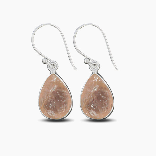 Rose Quartz Silver Earrings