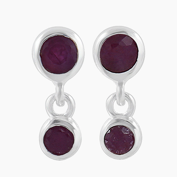 Ruby Silver Earrings
