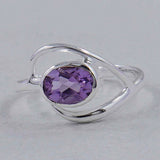 Natural Amethyst Silver Ring