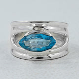 925 Sterling Silver Blue Topaz Ring