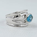 925 Sterling Silver Blue Topaz Ring