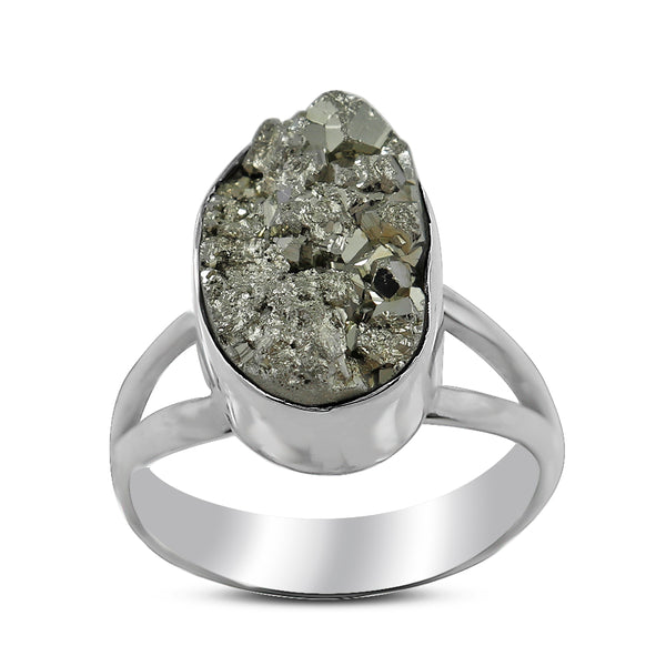 925 Sterling Silver Pyrite Ring