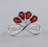 Natural Garnet Silver Rings