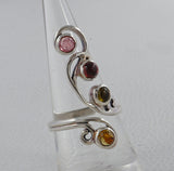 Multi Tourmaline Silver Rings