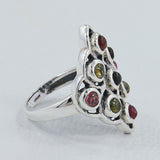 Natural Multi Tourmaline Silver Ring