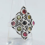 Natural Multi Tourmaline Silver Ring