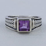 925 Silver Green Amethyst Ring