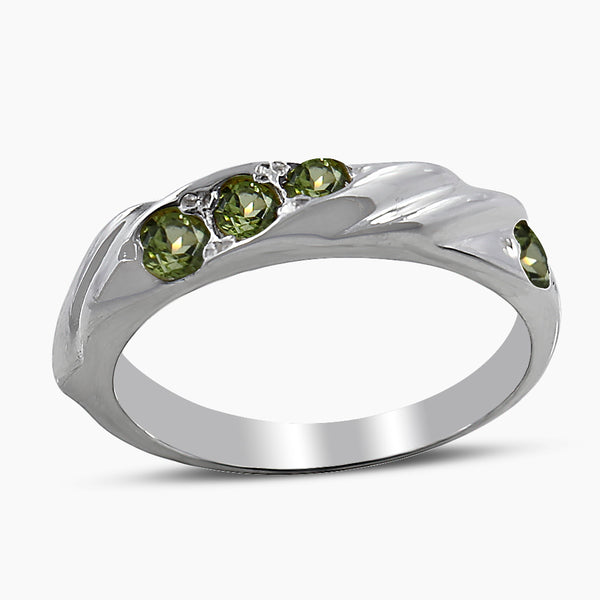 Natural Green Emerald Silver Rings
