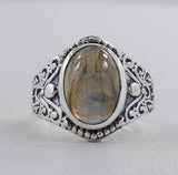Natural Larimar Silver Rings
