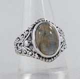 Natural Larimar Silver Rings