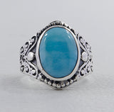 Natural Larimar Silver Rings