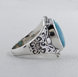 Natural Larimar Silver Rings