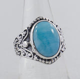 Natural Larimar Silver Rings