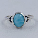 Natural Larimar Silver Rings