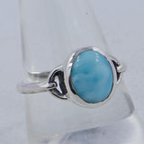 Natural Larimar Silver Rings