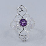 Natural Amethyst Silver Rings