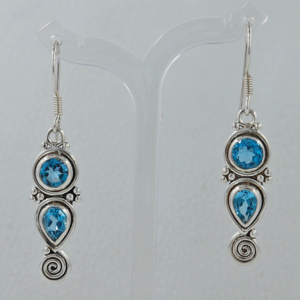 Blue Topaz Silver Earrings