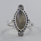 Rainbow Moonstone Sterling Silver Rings