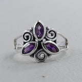 Natural Amethyst Silver Rings