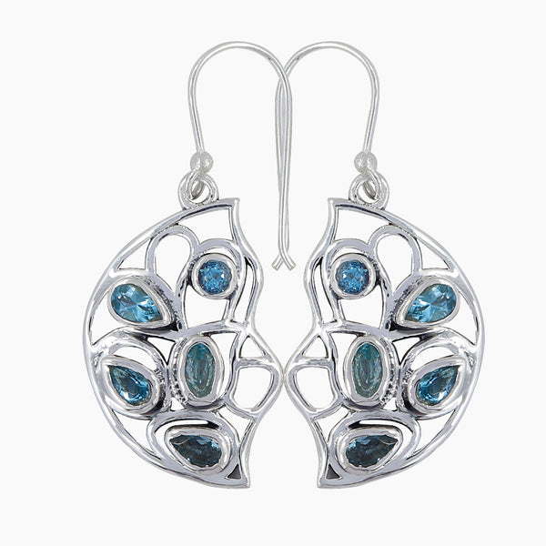 Blue Topaz Gemstone Jewelry Set in 925 Sterling Silver