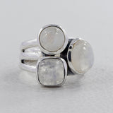 Rainbow Moonstone Silver Rings