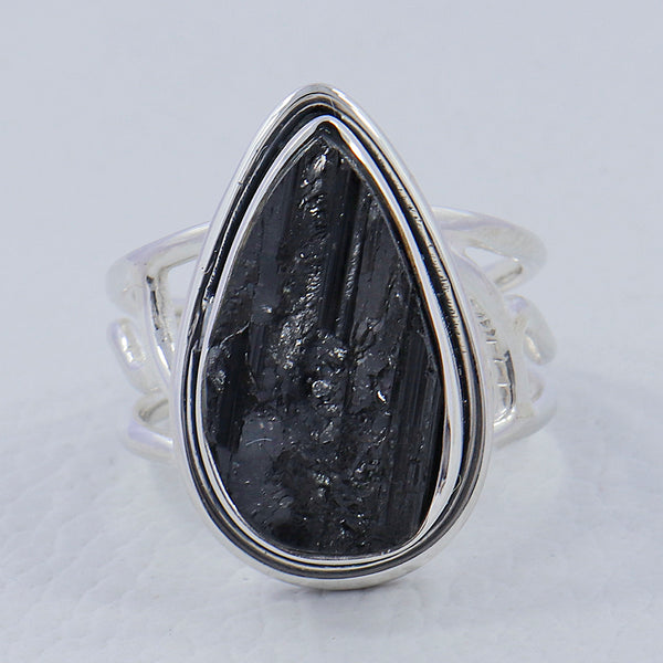 Black Tourmaline Silver Designer Ring
