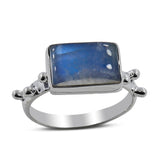 Rainbow Moonstone Silver Ring