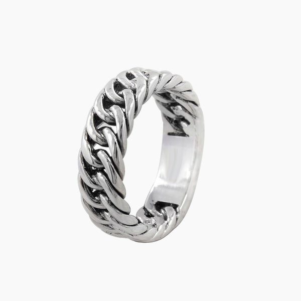 925 Sterling Silver Chain Link Band Ring