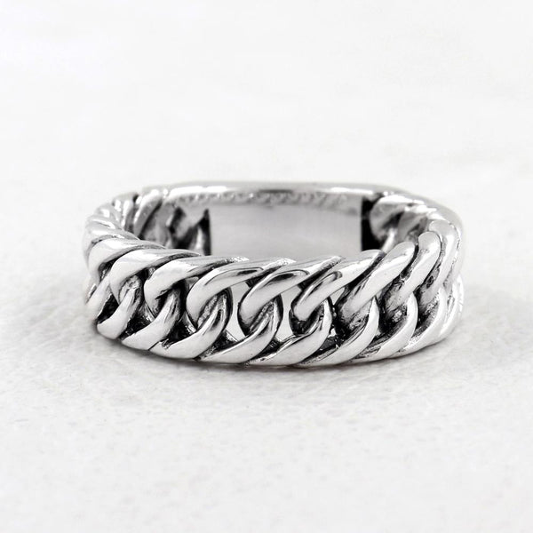 925 Sterling Silver Chain Link Band Ring