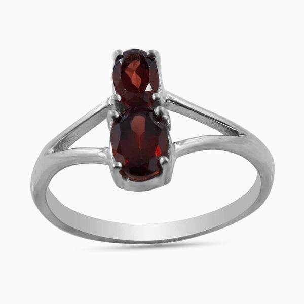 Natural Garnet Silver Rings