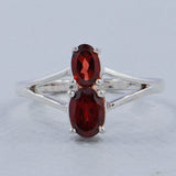 Natural Garnet Silver Rings