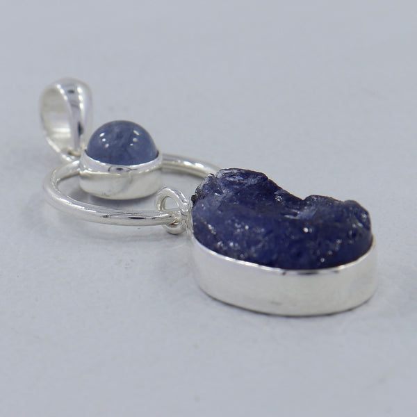 925 Silver Raw Tanzanite Pendants