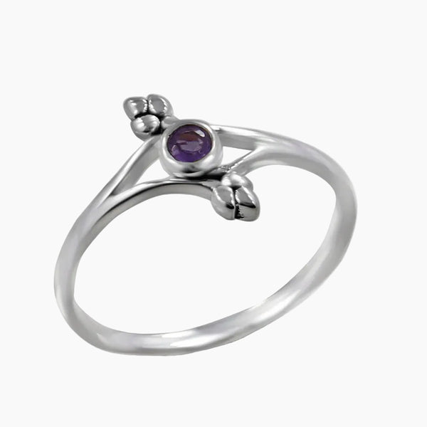 Natural Amethyst Silver Rings