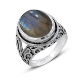 Rainbow Moonstone Silver Ring