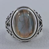 Rainbow Moonstone Silver Ring