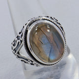 Rainbow Moonstone Silver Ring