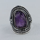 Natural Pink Rose Quartz Silver Ring