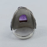 Natural Pink Rose Quartz Silver Ring
