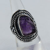 Natural Pink Rose Quartz Silver Ring