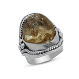 Natural Pink Rose Quartz Silver Ring
