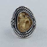 Natural Pink Rose Quartz Silver Ring