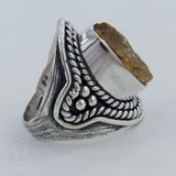 Natural Pink Rose Quartz Silver Ring