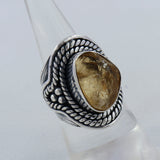 Natural Pink Rose Quartz Silver Ring