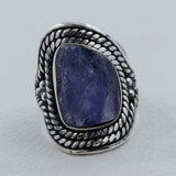 Natural Pink Rose Quartz Silver Ring