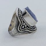 Natural Pink Rose Quartz Silver Ring