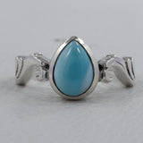 Natural Larimar Silver Designer Rings