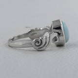 Natural Larimar Silver Designer Rings