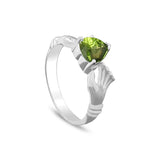 Garnet Heart Shape Silver Rings