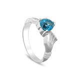 Garnet Heart Shape Silver Rings