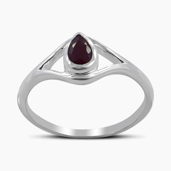 Natural Garnet Silver Rings
